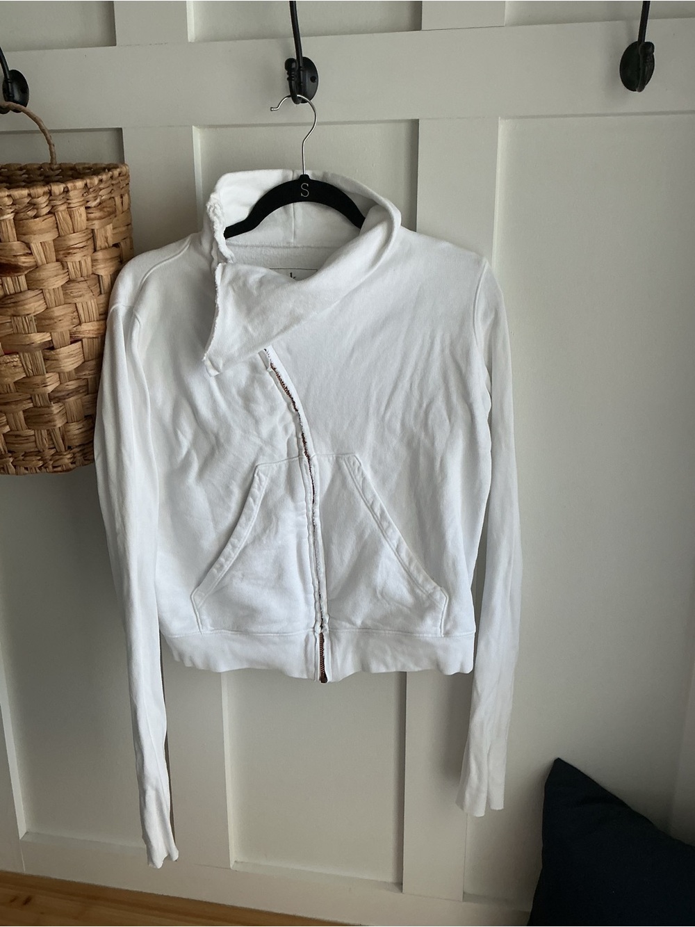 Frank & Eileen White Asymmetrical Zip Hoodie Jacket